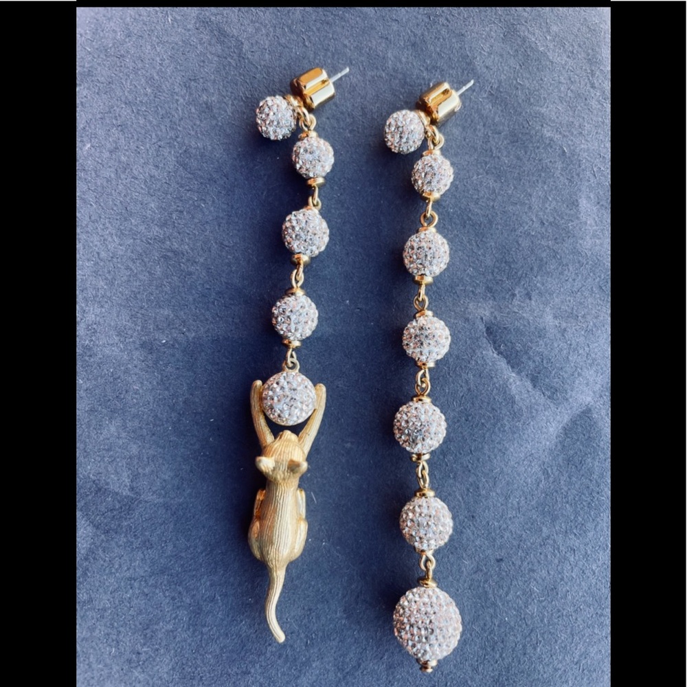 Kate Spade house cat pavé linear earrings